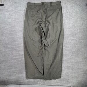 Unbranded Pleated Dress Pants Mens 37x27 Olive Green Gray Excellent Relaxed Fit‎